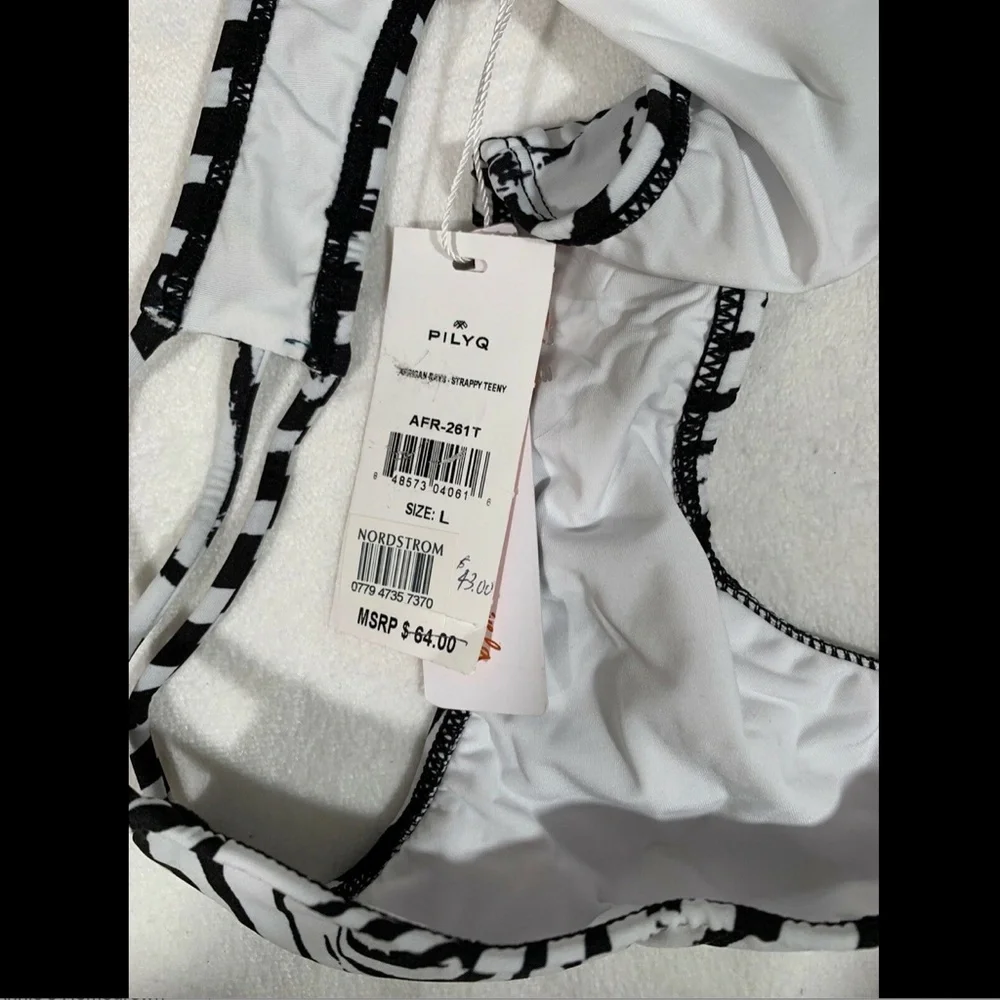 NWT $64 PilyQ Zebra Print Brazilian Bikini Bottoms‎
